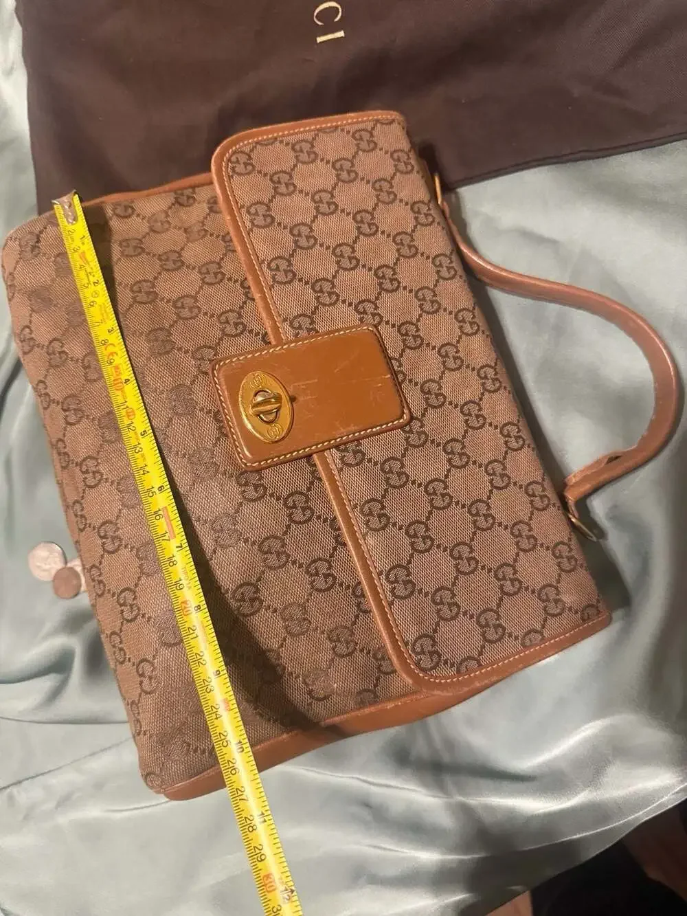 Vintage Gucci Monogram Brown Leather Top Handle Handbag 000.101.0274